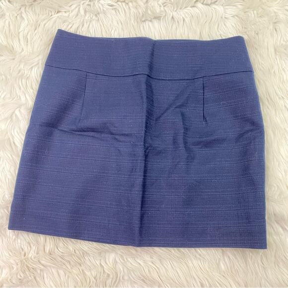 J. Crew Factory Preppy Textured Cotton Mini Skirt Navy Blue Size 6 - Picture 2 of 7